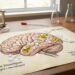 Representação de cérebro humano em laboratório com placas de beta-amiloide sendo alvo de células imunológicas modificadas, ilustrando o avanço da terapia CAR-T contra a doença de Alzheimer