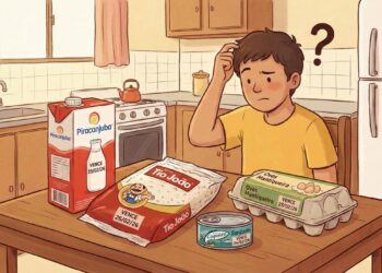 Alimentos próximos ao vencimento organizados na cozinha mostram que nem tudo precisa ser descartado imediatamente após a data impressa na embalagem.