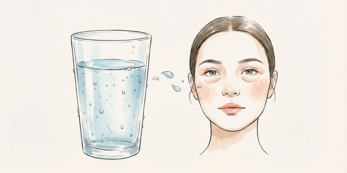 Água pela manhã melhora a drenagem linfática e reduz bolsas sob os olhos naturalmente segundo estudos