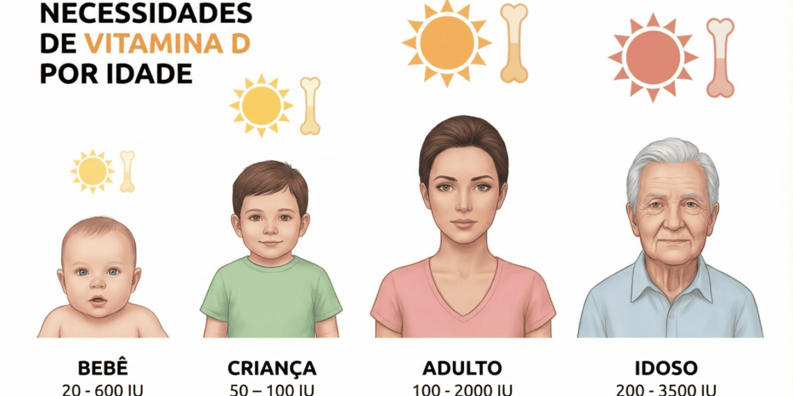 Qual a quantidade diária de vitamina D necessária de acordo com a sua idade?