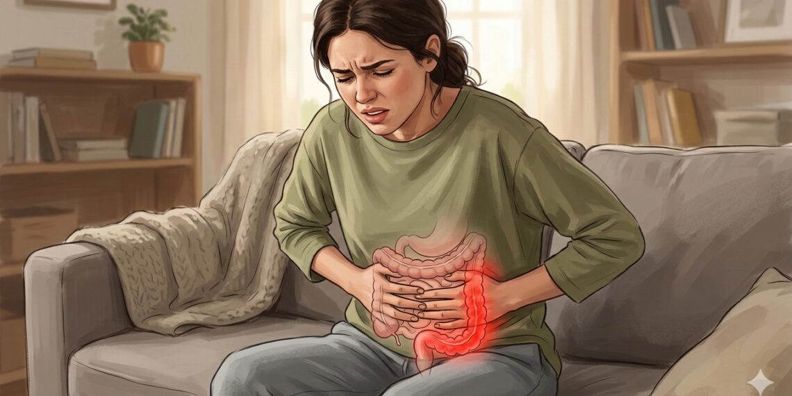 A dor causada por problemas no intestino costuma aparecer na parte inferior do abdômen e pode variar conforme a região afetada.