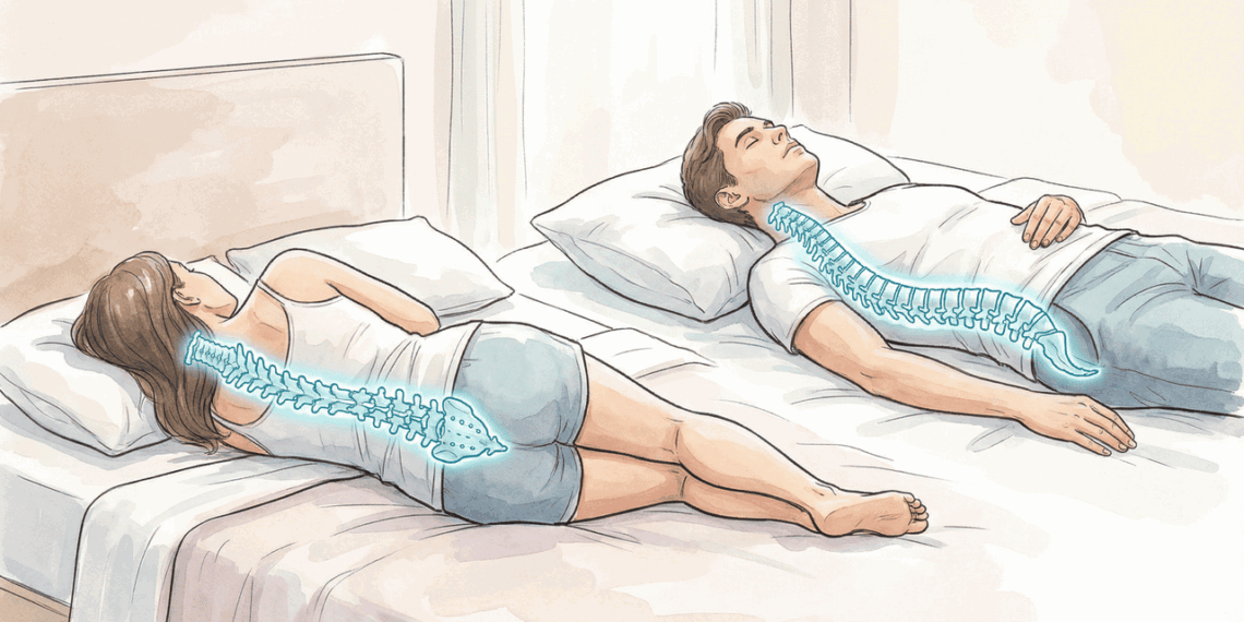 Dormir de lado ou de barriga para cima: qual posição protege mais a coluna durante a noite?