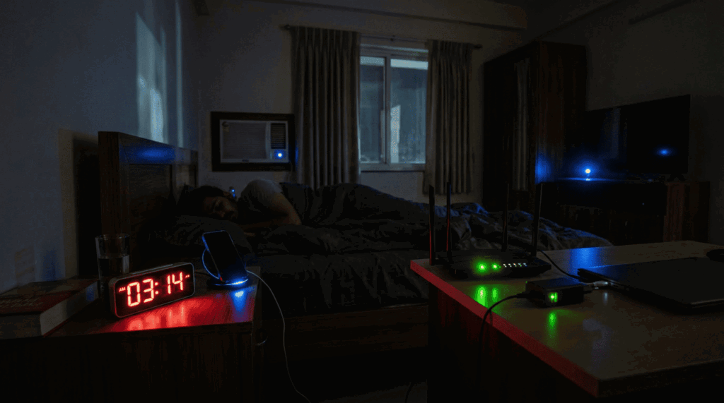 O LED do roteador no quarto pode cortar a parte mais profunda do seu sono