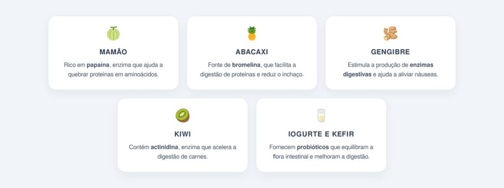 Quais alimentos têm enzimas naturais que facilitam a digestão?