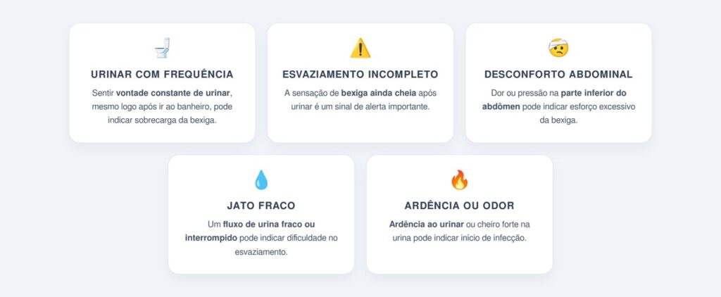 Sinais de alerta que a bexiga sobrecarregada pode apresentar