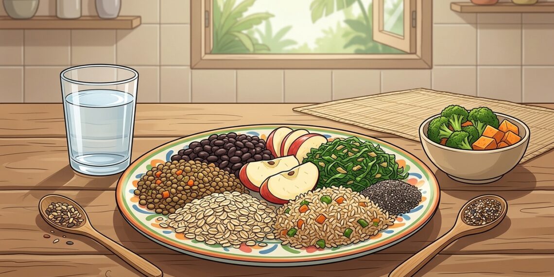 O que acontece com o intestino quando a alimentação combina diferentes tipos de fibras