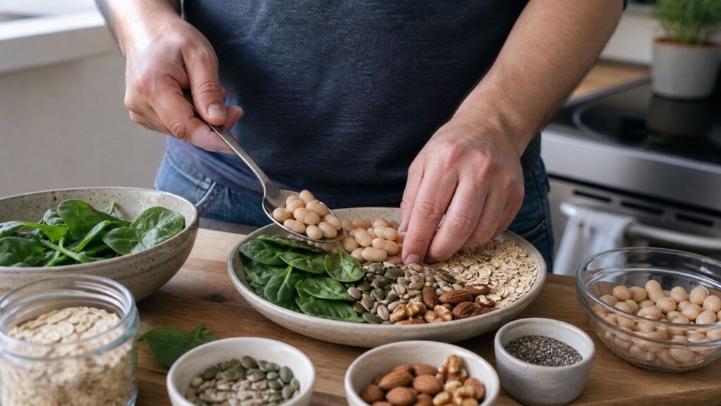 Alimentos ricos em magnésio ajudam no equilíbrio dos nervos e no relaxamento muscular.