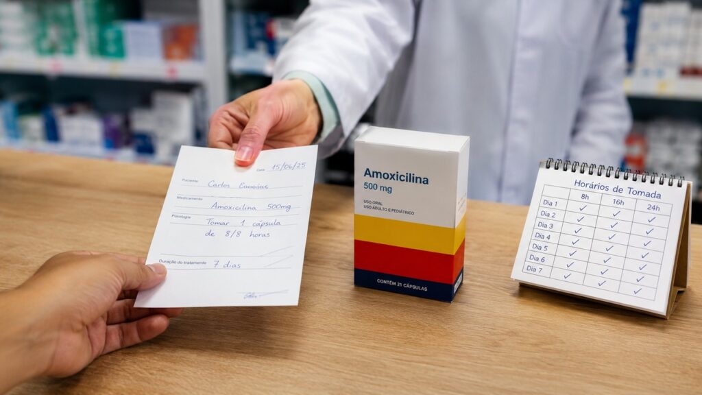 Quando indicado, o antibiótico deve seguir dose, horários e duração orientados pelo profissional.