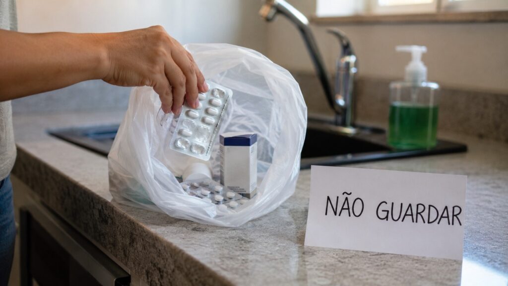 Não guardar sobras nem compartilhar antibióticos evita tratamentos inadequados no futuro.