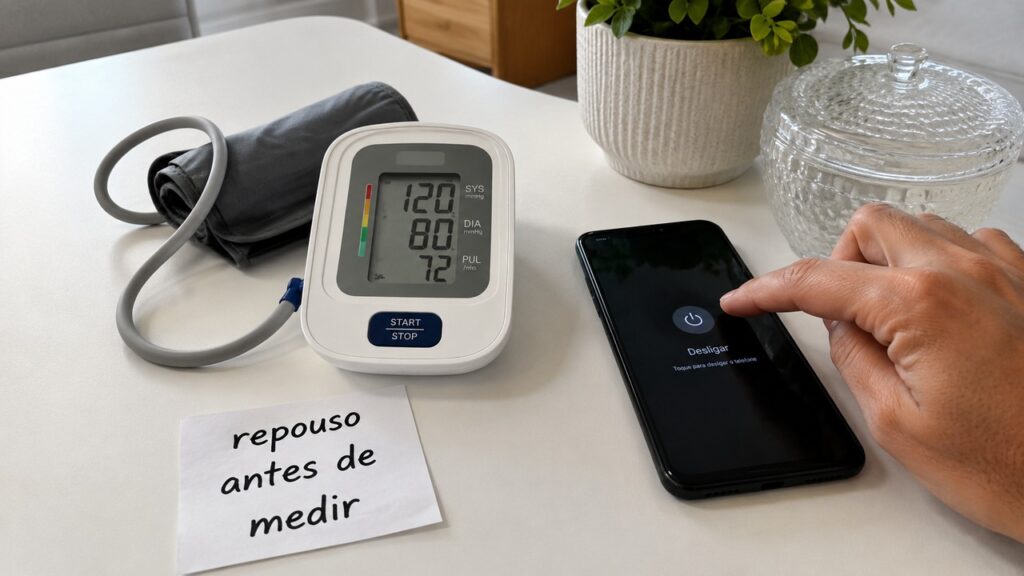 Ficar em repouso e sem falar torna a leitura da pressão mais útil para o acompanhamento.