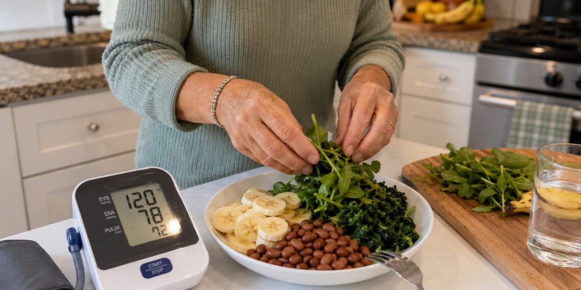 O potássio dos alimentos pode ajudar a pressão, mas não substitui o tratamento indicado.