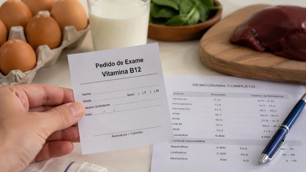Exames ajudam a confirmar a deficiência e orientar a reposição adequada da vitamina B12.