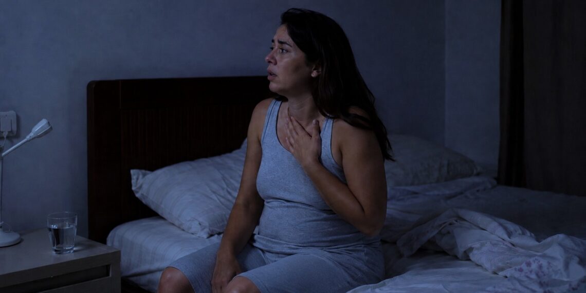 Acordar várias vezes na menopausa pode ter relação com fogachos, suor noturno e oscilações hormonais.