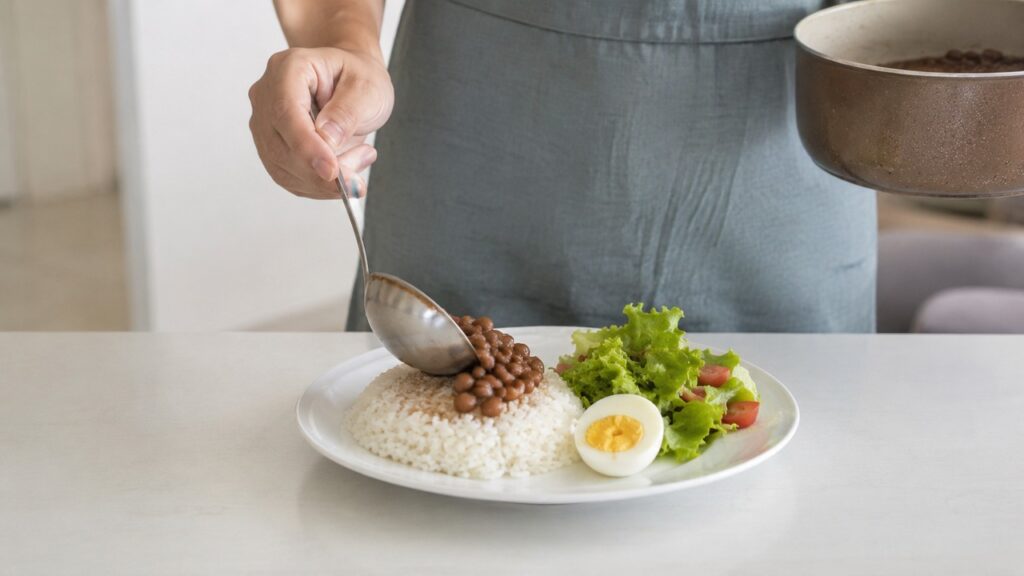 Combinar arroz, feijão e ovo ajuda a melhorar a qualidade da proteína no prato do dia a dia.