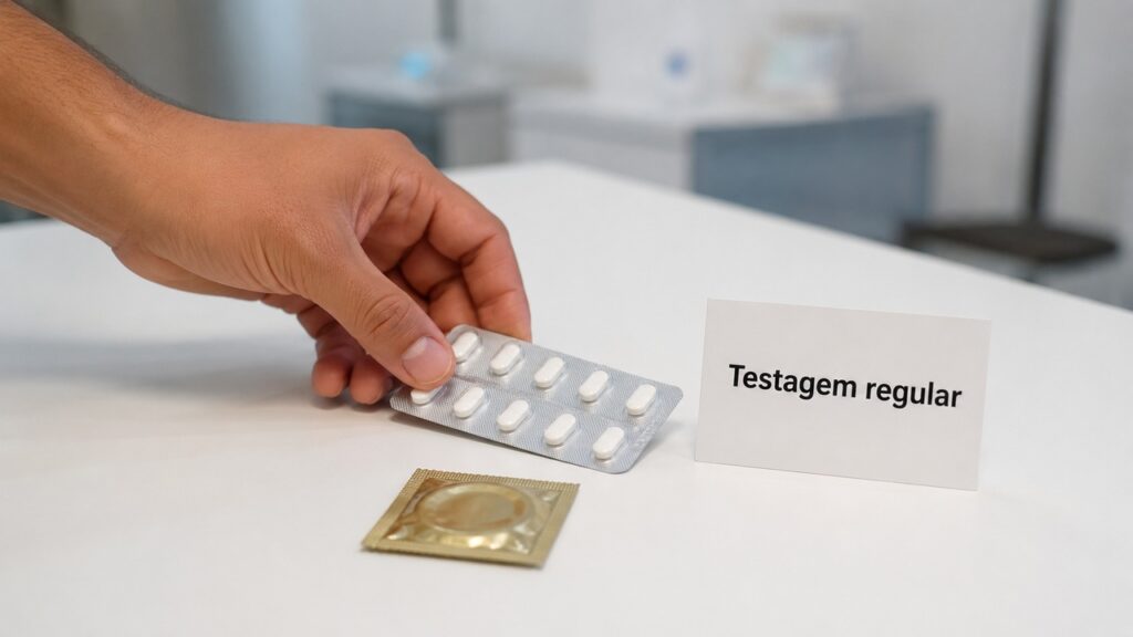Antibiótico pós-exposição não substitui preservativo, exames e acompanhamento de saúde sexual.