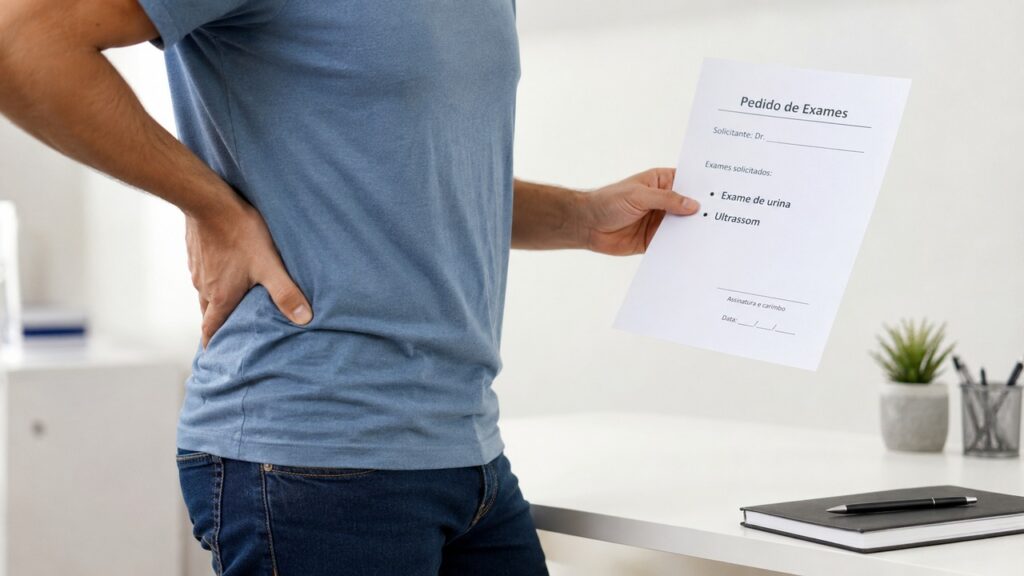 Exames ajudam a diferenciar dor muscular de possíveis causas urinárias ou neurológicas.