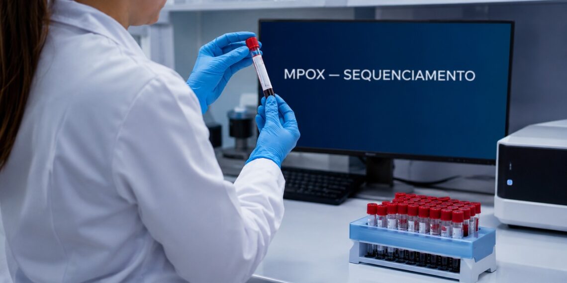 O sequenciamento genético ajuda a identificar mudanças do vírus mpox que exames comuns não mostram.
