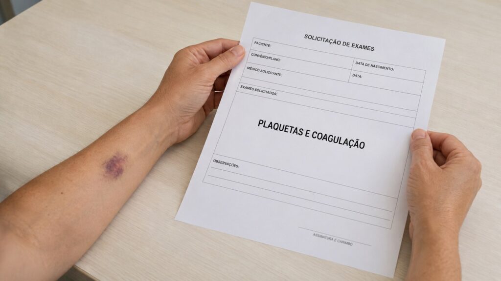 Exames podem ajudar quando manchas roxas surgem sem explicação ou junto de sangramentos.