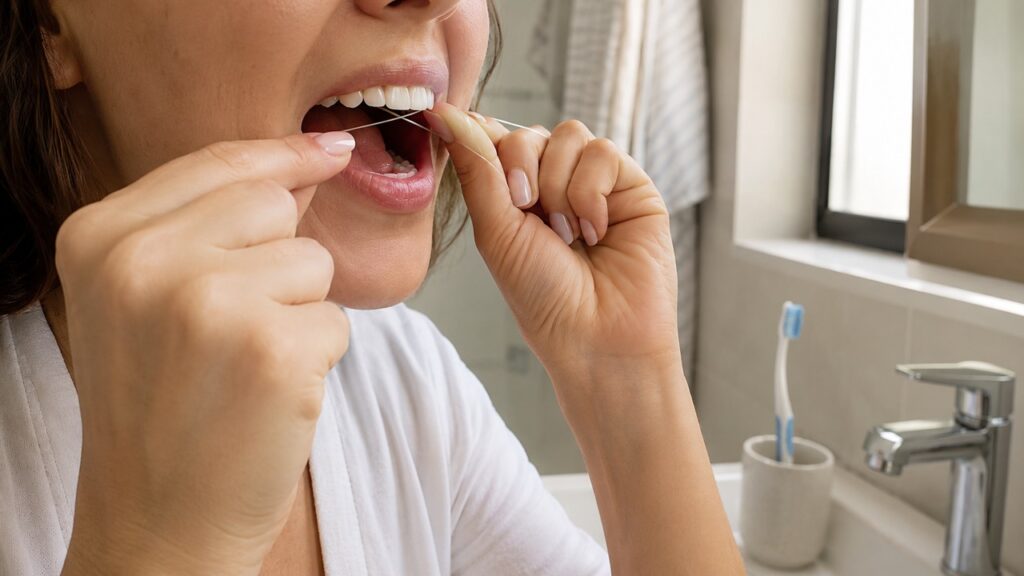 Limpar entre os dentes com cuidado ajuda a controlar a placa antes que a gengiva piore.