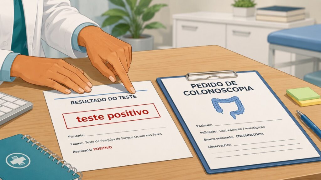 Um resultado positivo no exame de sangue precisa ser seguido por colonoscopia para confirmar ou descartar alterações.