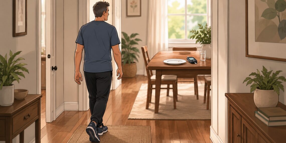 Caminhar por poucos minutos após comer pode ajudar o corpo a usar melhor a glicose.