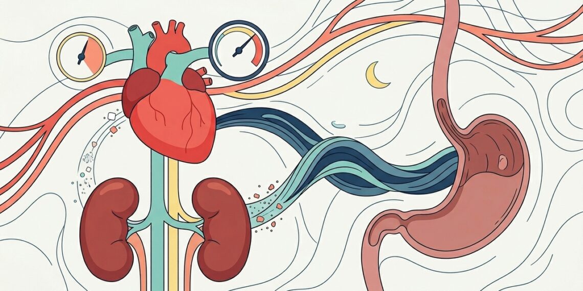 O que acontece com a pressão arterial quando o jantar pesado fica para tarde da noite