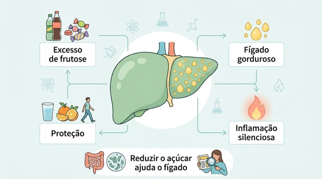Como o excesso de açúcar afeta o fígado e a inflamação no corpo