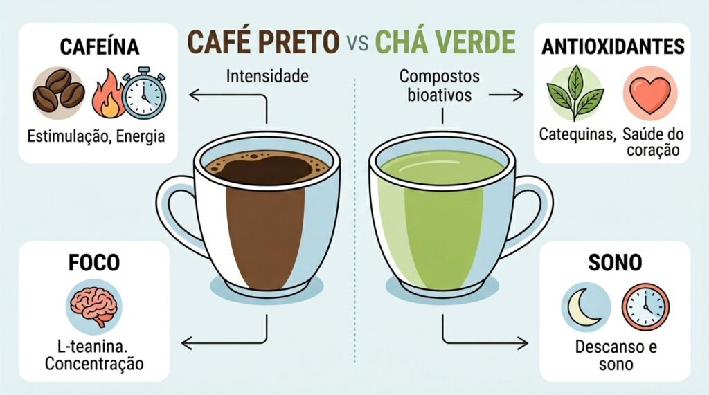 É o café preto ou o chá-verde? Qual é o melhor para tomar todos os dias?