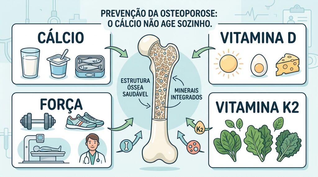 Qual é o principal mineral para combater a osteoporose e como consumi-lo para manter os ossos fortes?