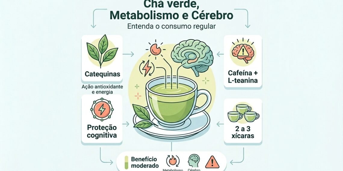 O que o consumo de chá-verde faz ao metabolismo e à saúde do cérebro