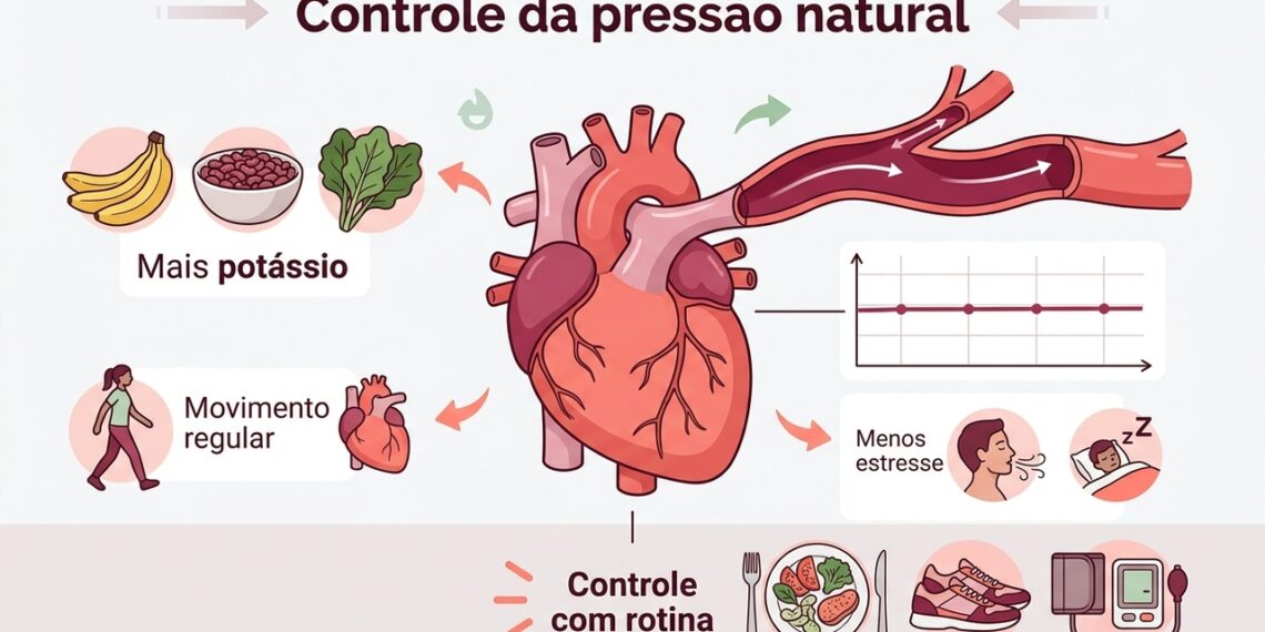 Para regular a pressão arterial, o corpo precisa de potássio, atividade física e controle do estresse