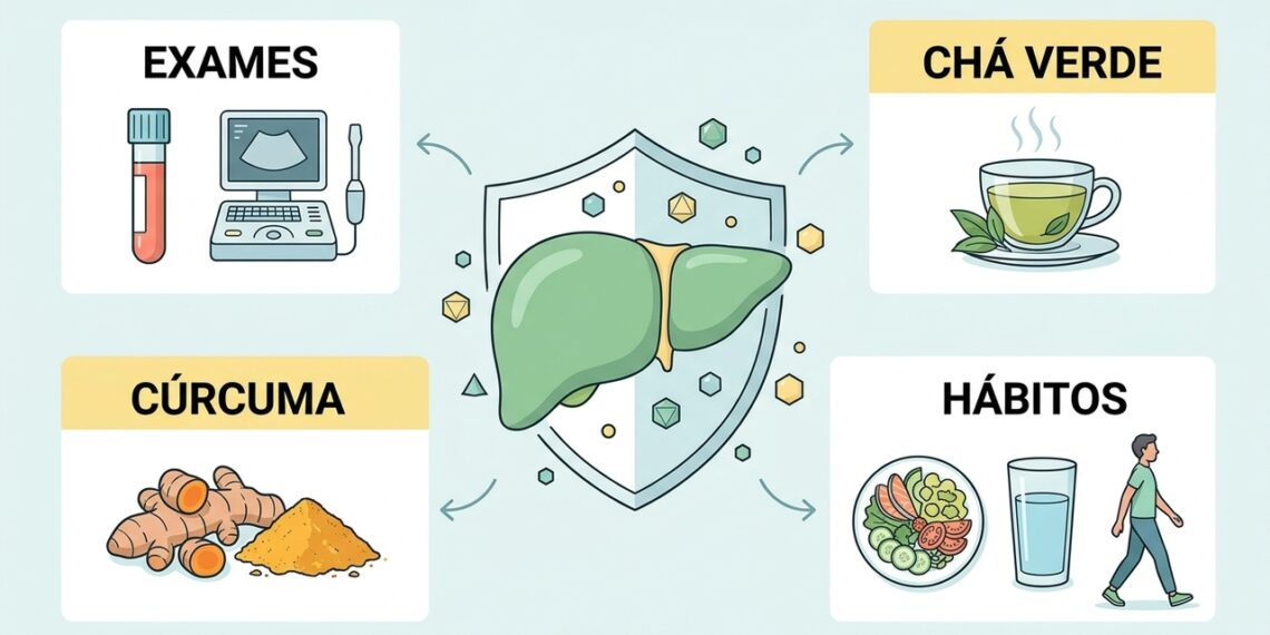 É possível avaliar a saúde do fígado sem exames de imagem e melhorá-la com chá-verde e cúrcuma?