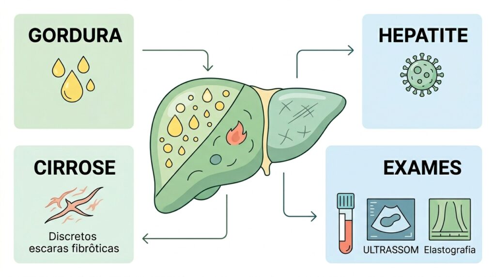 Como diferenciar entre fígado gorduroso e outras doenças do fígado, como hepatite ou cirrose