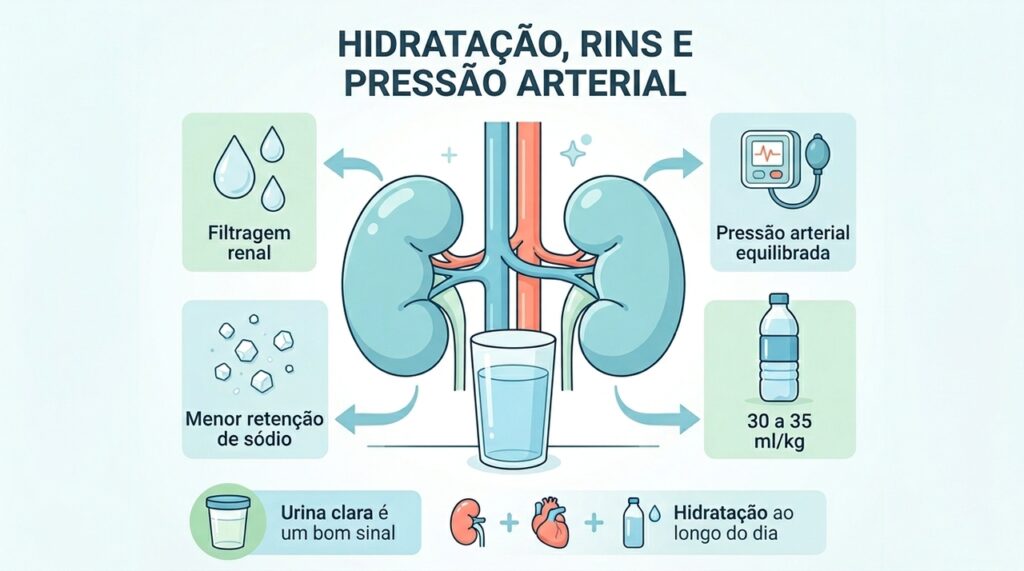 Como o consumo de água afeta a função dos rins e a pressão arterial