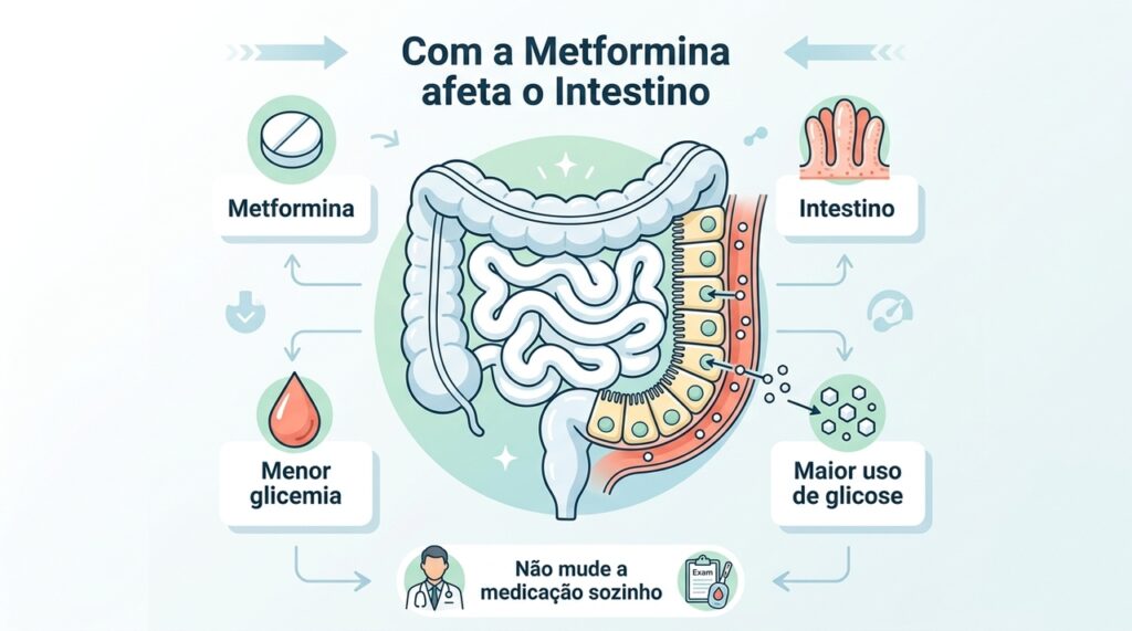 A metformina age através do intestino, não do fígado
