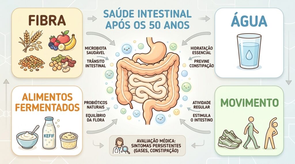 6 dicas para manter o intestino equilibrado após os 50 anos