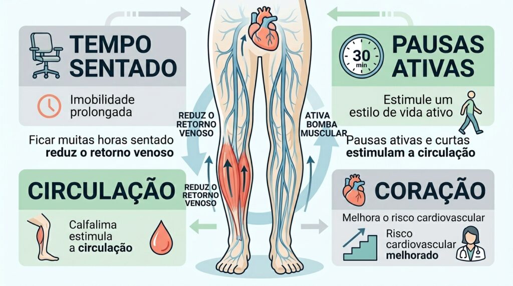 Como o sedentarismo afeta a circulação sanguínea e a saúde do coração?