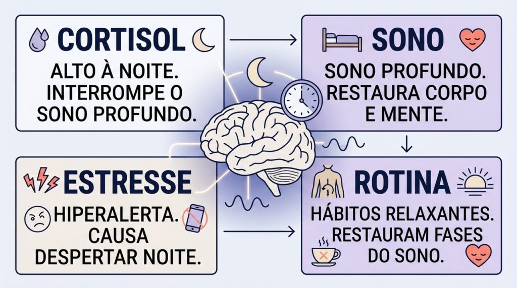 Para que nosso sono não fique fragmentado, primeiro precisamos observar e cuidar bem dos níveis de cortisol