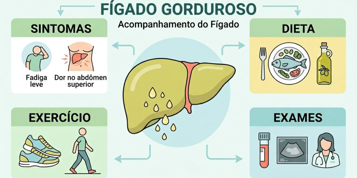 Como aliviar os sintomas dolorosos da esteatose hepática, como inflamação, fadiga ou desconforto abdominal