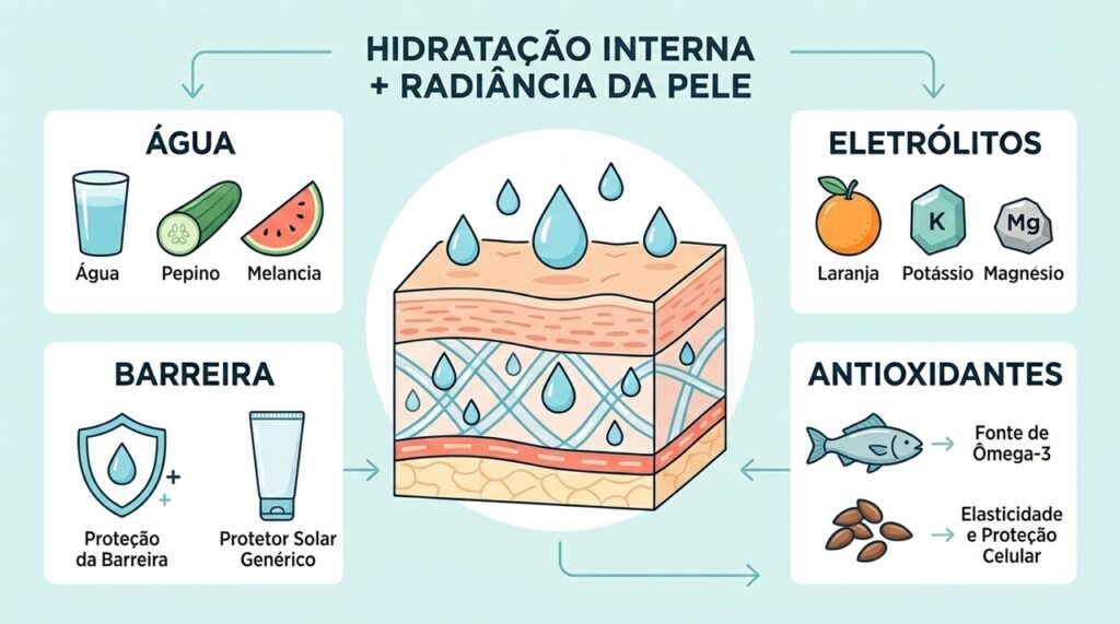 Para que nossa pele não fique opaca, primeiro precisamos observar e cuidar bem da hidratação interna