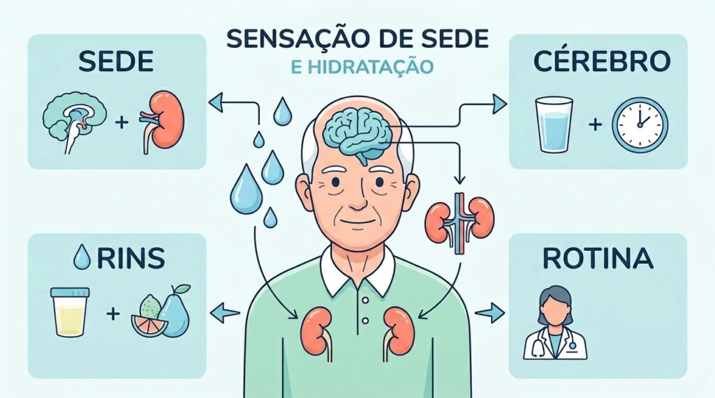 Se alguém quase nunca sente sede ao longo do dia, não é uma vantagem do corpo: é um sinal de mecanismo de sede prejudicado