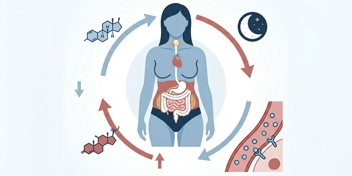 Ganho de peso teimoso em mulheres não é só excesso de comida: o elo pouco falado entre menopausa, resistência à insulina e sono ruim