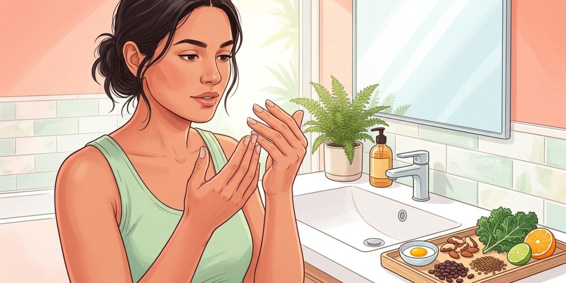 Qual deficiência de vitamina causa unhas quebradiças e de crescimento lento?