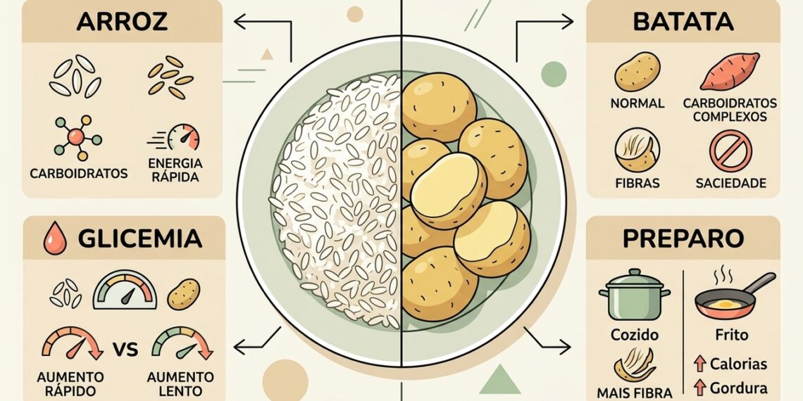 Qual acompanhamento é mais saudável: arroz ou batata?
