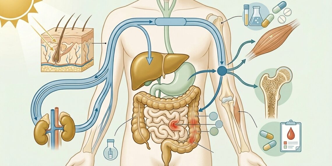 Vitamina D baixa que não melhora com sol: quando o problema pode estar na absorção intestinal