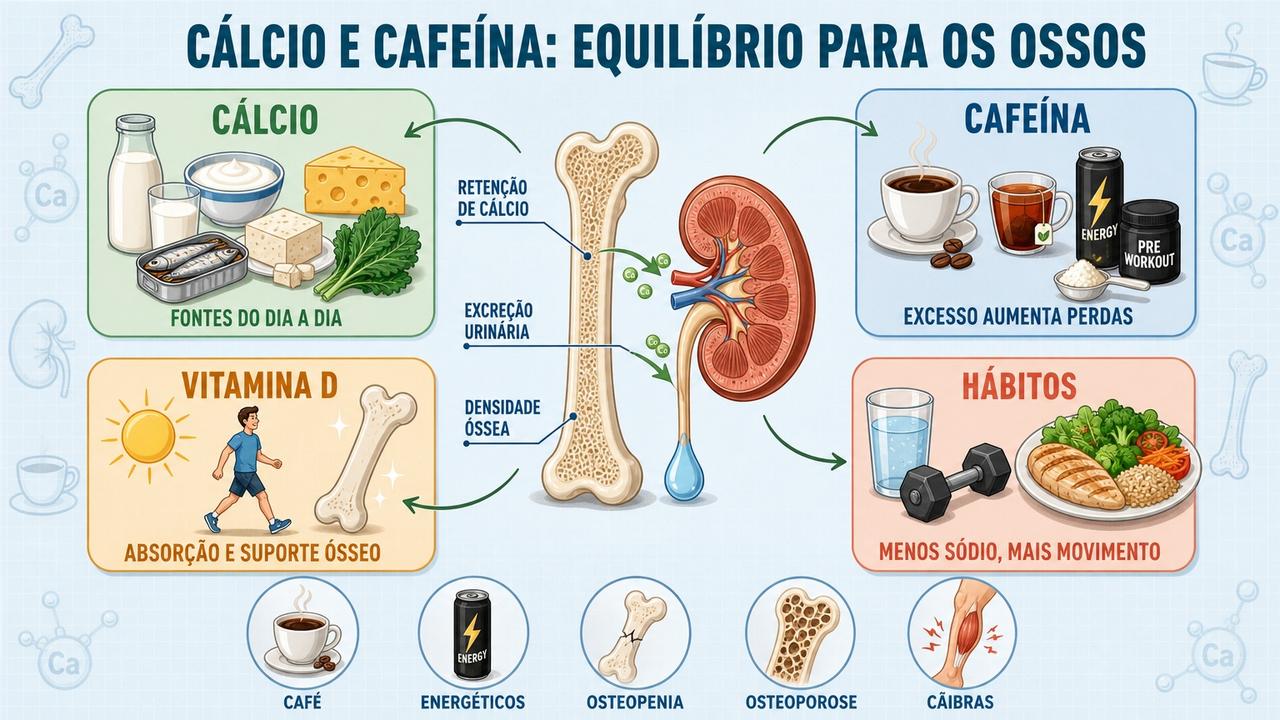 Quatro pilares ajudam a proteger ossos, absorção e equilíbrio do cálcio.