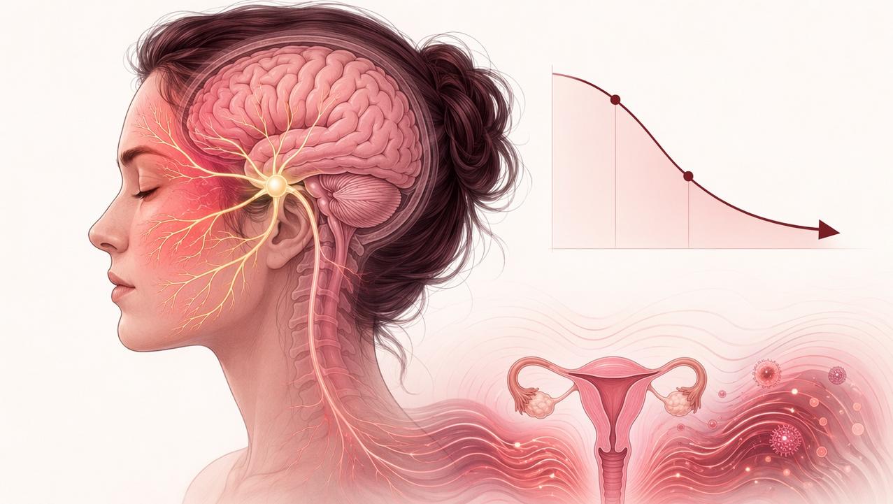 Estrogênio em queda e prostaglandinas explicam parte da inflamação dolorosa.