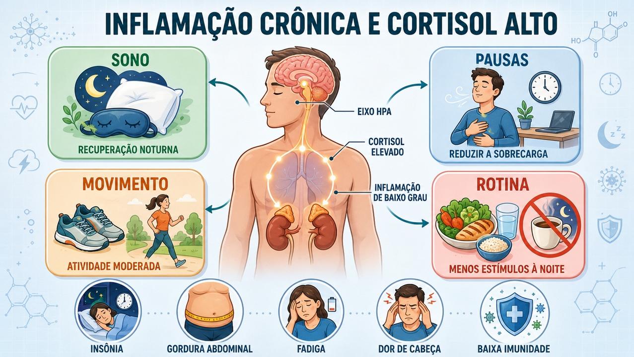 Sono, pausas, movimento e rotina ajudam a reduzir a carga inflamatória.