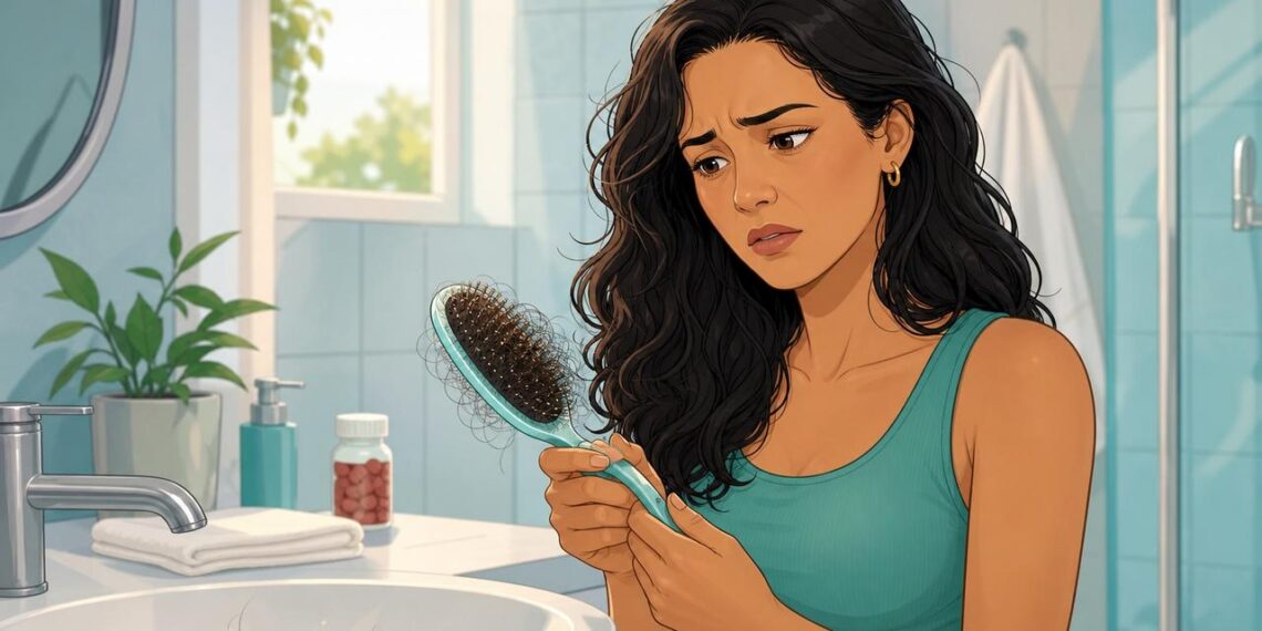 A queda excessiva de cabelo nas mulheres adultas não se deve apenas ao estresse emocional, mas sim à deficiência crônica de ferro e ferritina baixa