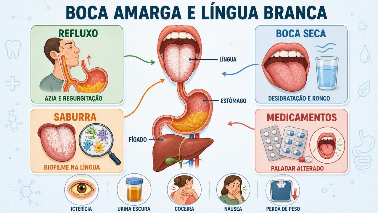 Refluxo, boca seca, saburra e medicamentos explicam os principais sinais matinais.